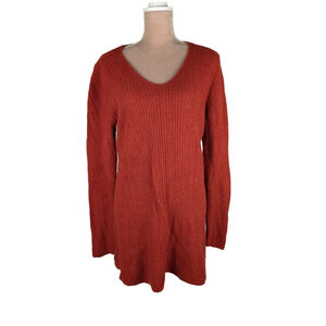 Eileen Fisher Yak Merino Wool Sweater Tunic Dress Brick Red Cozy Classic Staple